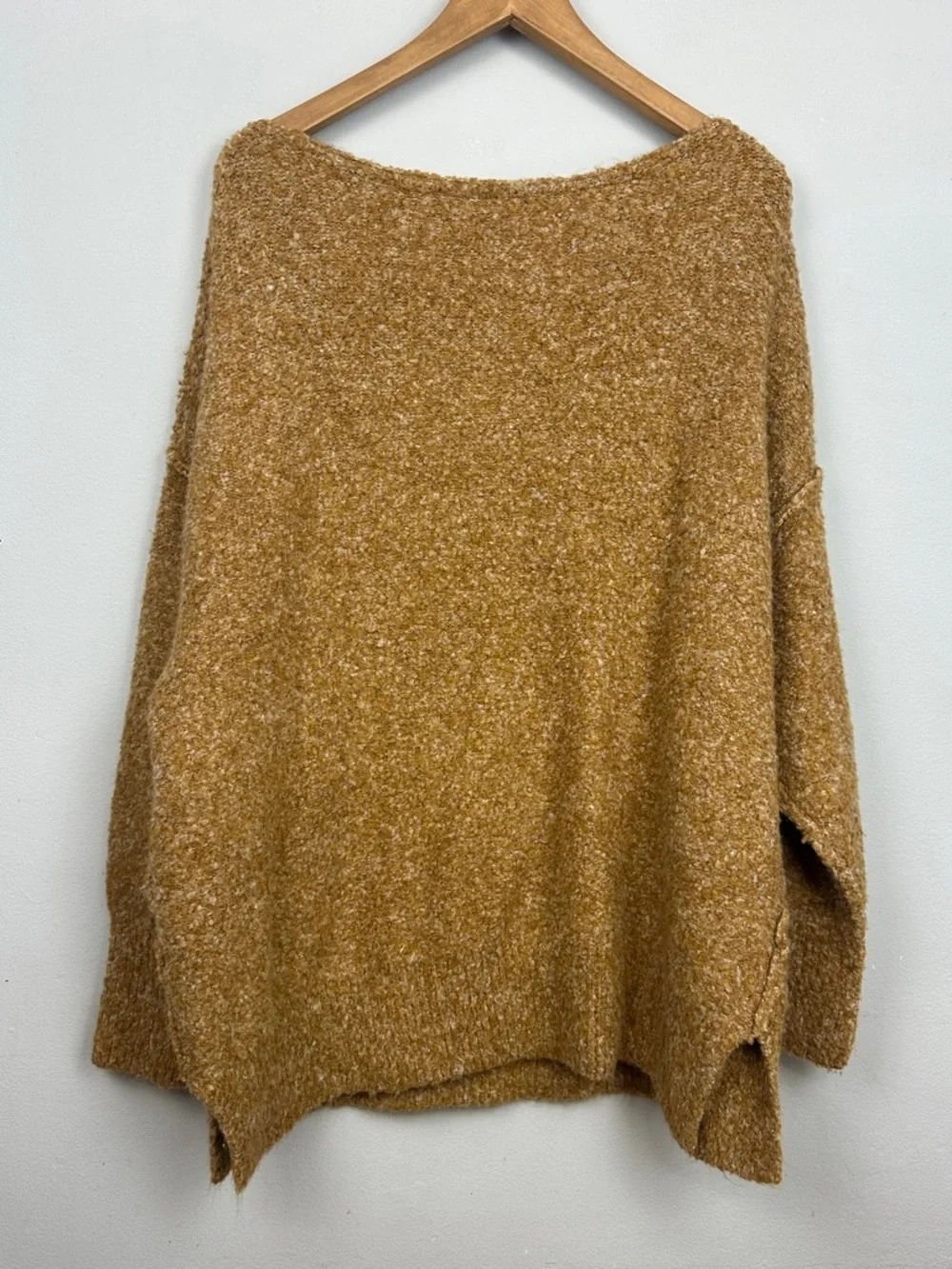 Free People Moira Slouchy Tunic Sweater Mustard Yellow Wool Blend Sz S